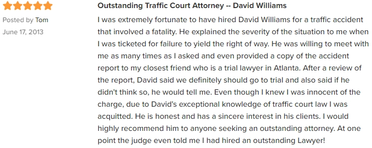 AVVO Tom Traffic Court Review